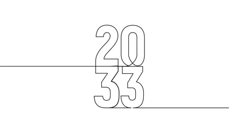 2033 year continuous single one line art animation vertically numbers video Stock Footage 314695903