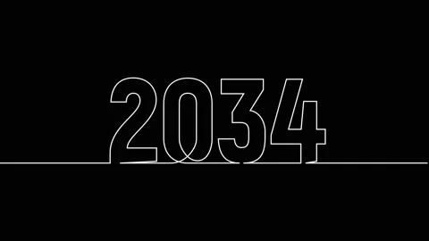 2034 year continuous single one line art drawing animation numbers video Видео 313395600