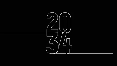 2034 year continuous single one line art animation vertically numbers video Stock Footage 314695909