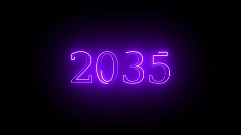 2035 neon line text. Abstract 2035 neon text animation, Glowing neon number.. Stock Footage 337831527