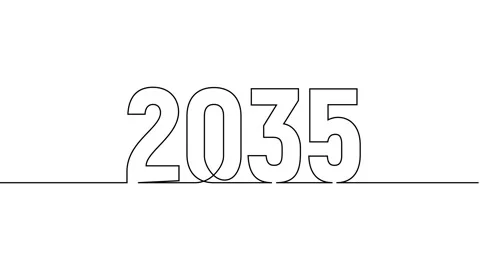 2035 year continuous single one line art drawing animation numbers video Stock Footage 313395599