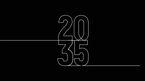 2035 year continuous single one line art animation vertically numbers video Video stock 314695914