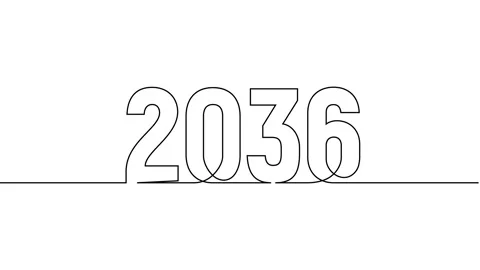 2036 year continuous single one line art drawing animation numbers video Stock Footage 313395601