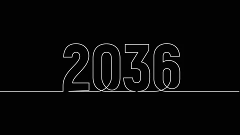 2036 year continuous single one line art drawing animation numbers video Video stock 313395609