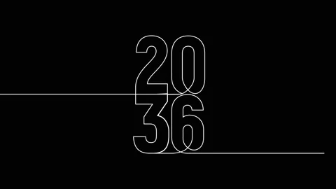 2036 year continuous single one line art animation vertically numbers video Stock Footage 314695806