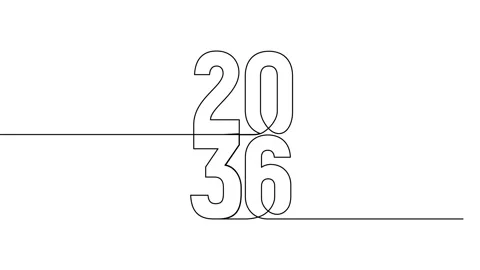 2036 year continuous single one line art animation vertically numbers video Stock Footage 314695822
