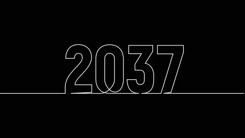 2037 year continuous single one line art drawing animation numbers video Stock-Footage 313395614