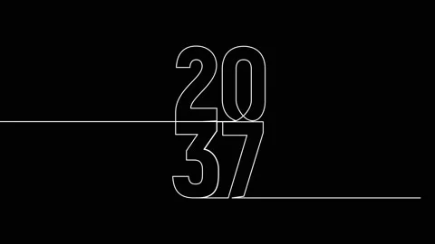 2037 year continuous single one line art animation vertically numbers video Stock Footage 314695810