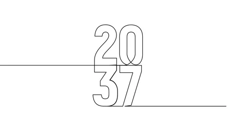 2037 year continuous single one line art animation vertically numbers video Stock Footage 314695813