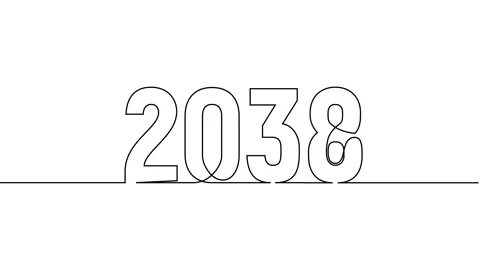 2038 year continuous single one line art drawing animation numbers video Stock-Footage 313395608