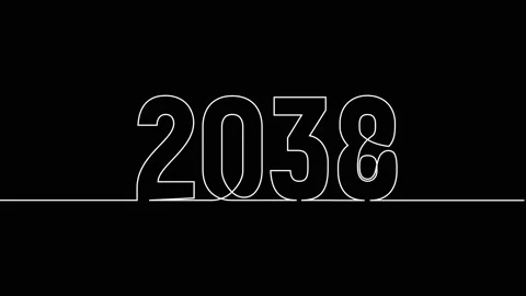 2038 year continuous single one line art drawing animation numbers video Vidéo 313395618