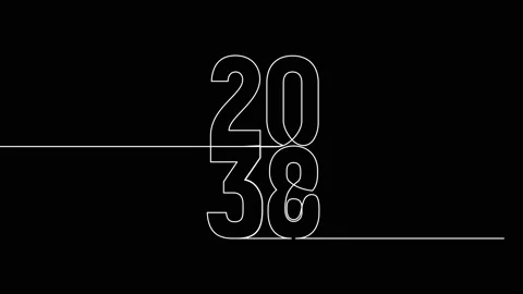 2038 year continuous single one line art animation vertically numbers video Stock Footage 314695818