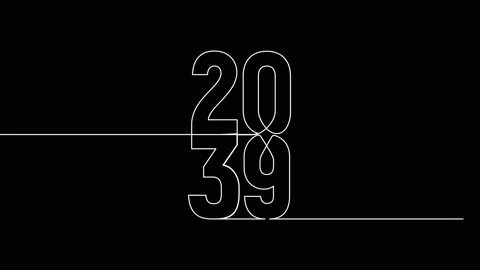 2039 year continuous single one line art animation vertically numbers video 스톡 동영상 314695820