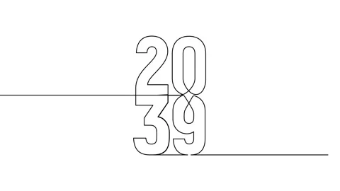 2039 year continuous single one line art animation vertically numbers video Stock Footage 314695821