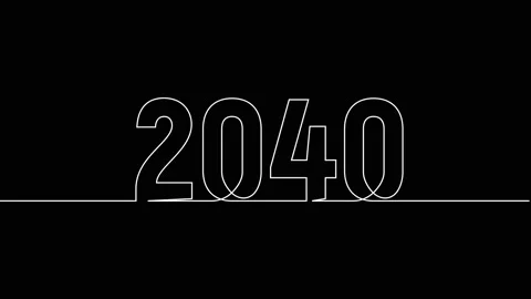 2040 year continuous single one line art drawing animation numbers video Stock Footage 313397787