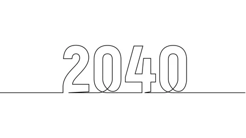 2040 year continuous single one line art drawing animation numbers video Stock Footage 313397818