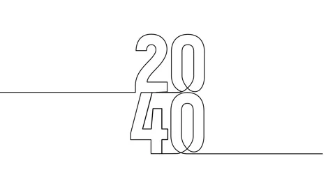 2040 year continuous single one line art animation vertically numbers video Stock Footage 314695825