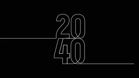 2040 year continuous single one line art animation vertically numbers video Stock Footage 314695837