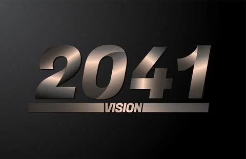 2041 with vision text, vision 2041 new year vector isolated on black backgrou Stock Illustration