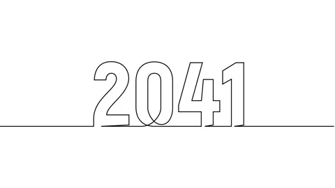 2041 year continuous single one line art drawing animation numbers video Vidéo 313397790