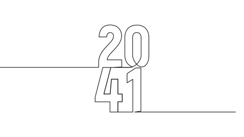 2041 year continuous single one line art animation vertically numbers video Stock-Footage 314695829