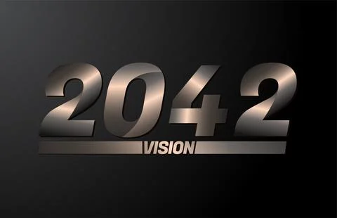 2042 with vision text, vision 2042 new year vector isolated on black backgrou Stock Illustration