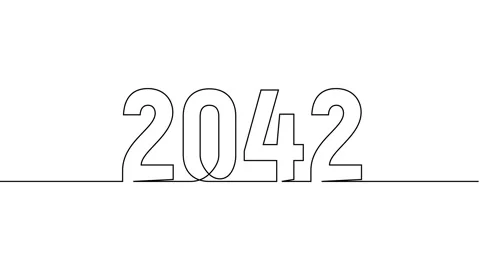 2042 year continuous single one line art drawing animation numbers video Video stock 313397786