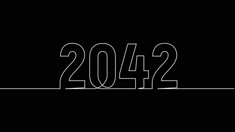 2042 year continuous single one line art drawing animation numbers video Stock Footage 313397788
