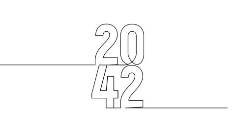 2042 year continuous single one line art animation vertically numbers video 스톡 동영상 314695828