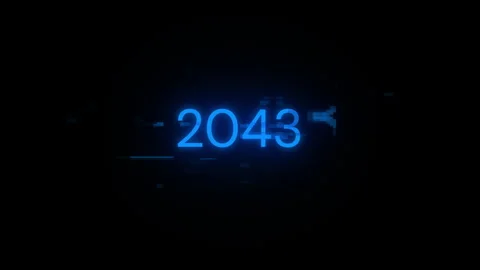 2043 text with screen effects of technological glitches. Looped Stock Footage 273179002