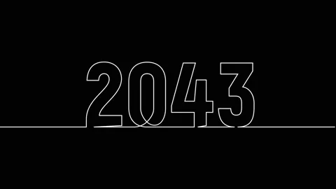 2043 year continuous single one line art drawing animation numbers video Stock Footage 313397791