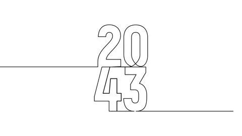 2043 year continuous single one line art animation vertically numbers video Stock Footage 314695842