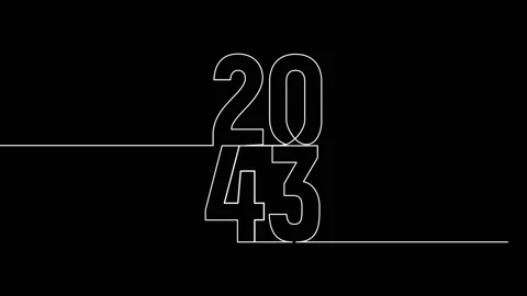 2043 year continuous single one line art animation vertically numbers video Stock Footage 314695843