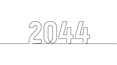 2044 year continuous single one line art drawing animation numbers video Видео 313397793