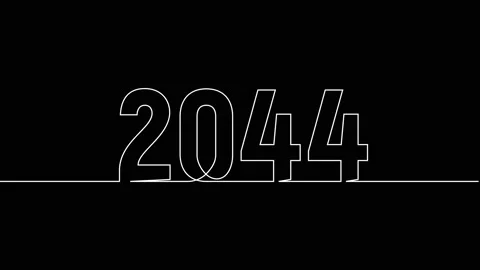 2044 year continuous single one line art drawing animation numbers video Stock-Footage 313397795