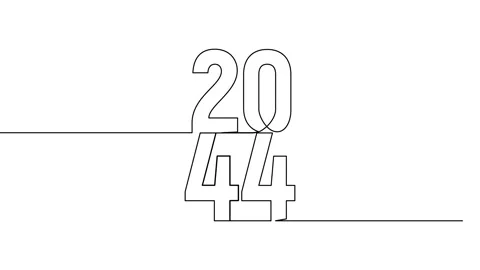 2044 year continuous single one line art animation vertically numbers video Stock-Footage 314695845