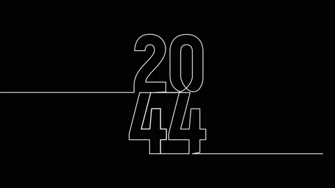 2044 year continuous single one line art animation vertically numbers video Stock Footage 314695846