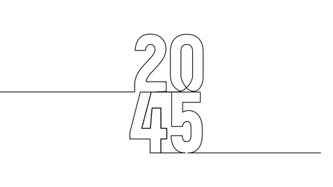 2045 year continuous single one line art animation vertically numbers video Видео 314695848