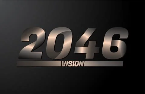 2046 with vision text, vision 2046 new year vector isolated on black backgrou Stock Illustration