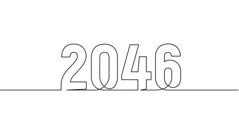 2046 year continuous single one line art drawing animation numbers video Video stock 313397801