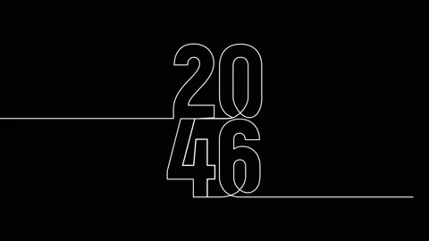 2046 year continuous single one line art animation vertically numbers video Video stock 314695860