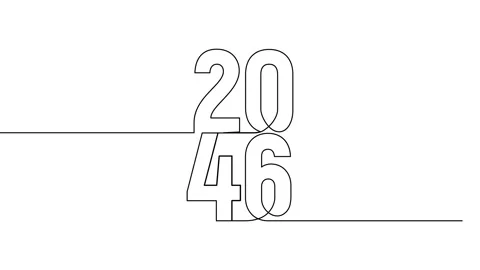 2046 year continuous single one line art animation vertically numbers video Stock Footage 314695863