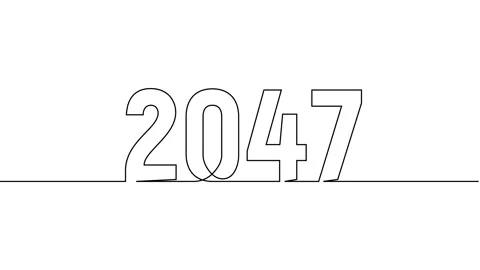 2047 year continuous single one line art drawing animation numbers video Stock Footage 313397807