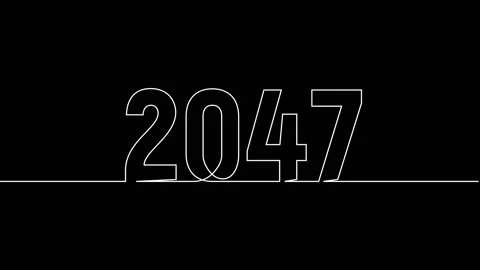 2047 year continuous single one line art drawing animation numbers video Stock Footage 313397811