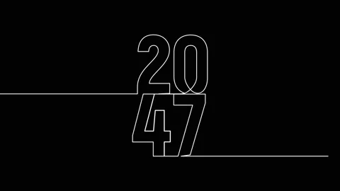 2047 year continuous single one line art animation vertically numbers video Video stock 314695853