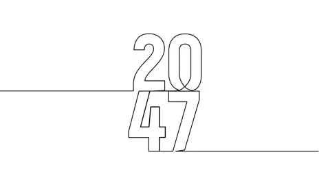 2047 year continuous single one line art animation vertically numbers video Stock Footage 314695861