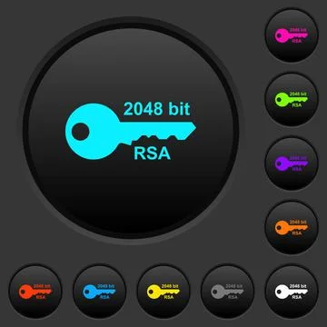 2048 bit rsa encryption dark push buttons with color icons Stock-Illustration
