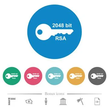 2048 bit rsa encryption flat round icons Stock Illustration