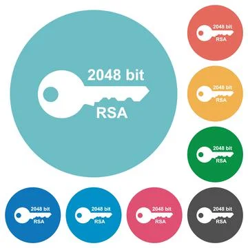 2048 bit rsa encryption flat round icons Stock Illustration