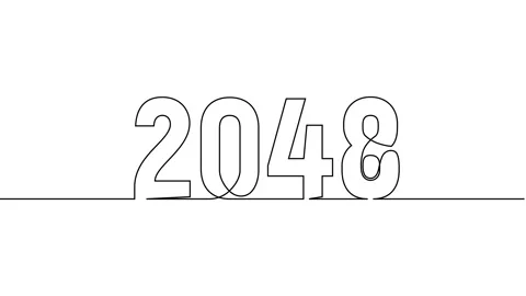 2048 year continuous single one line art drawing animation numbers video Vidéo 313397812
